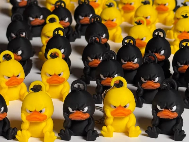MakerWorld mini angry duck 3D printed desk buddy and keychain