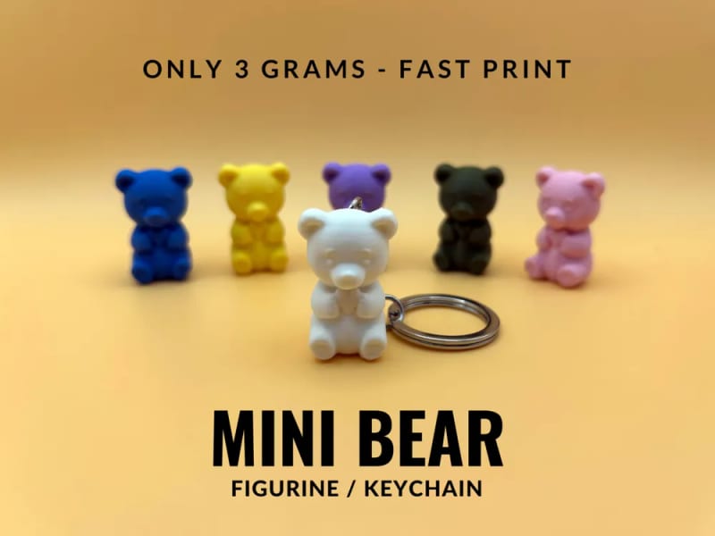 MakerWorld cute mini bear 3D printed figurine and keychain